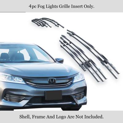 APS - APS Stainless Billet Fog Light Grilles-Brushed 16-17 Accord Sedan GR08FFC52C