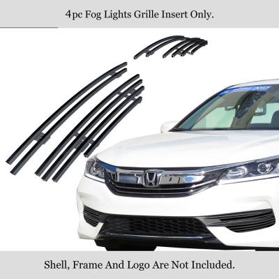 APS - APS Stainless Billet Fog Light Grilles Black 16-17 Accord Sedan GR08FFC52J