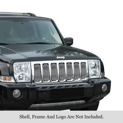 APS - APS Stainless Billet Grille-Polish for 06-10 Jeep Commander GR10FED99S