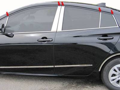 Quality Automotive Accessories - QAA PP16138 10Pc Stainless Steel Pillar Trim for 2016-2022 Toyota Prius