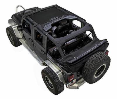 SpiderWebShade - SpiderWebShade Mesh Bikini Top Black for Jeep JK 4DR SWS-SHDKNI-01-JK-BLK