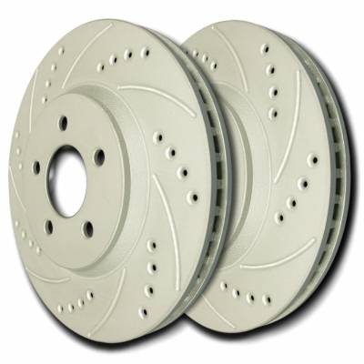 SP Performance - SP Performance F28-225 Drilled Slotted Brake Rotors ZRC Coating L/R Pr Front
