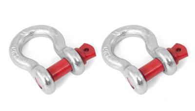 Rugged Ridge - Rugged Ridge 11235.02 Silver 5/8" D-Ring PAIR w/Red Pins for ATVs & UTVs