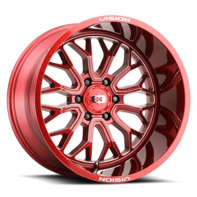 Vision Wheel - Vision Wheels 402 Riot 20x10 8x170 -25mm Red Gloss & Machined 402-20070RTMS-25