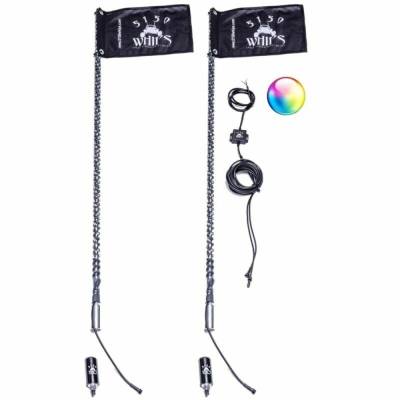 5150 Whips - 5150 Whips 24" 187 Bluetooth Control LED Safety Whip w/Magnet Mount & Flag-Pair