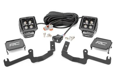 Rough Country Suspension Systems - Rough Country 70843 A-Pillar 2" Ditch Light Kit Spot for 19-26 Silverado 1500