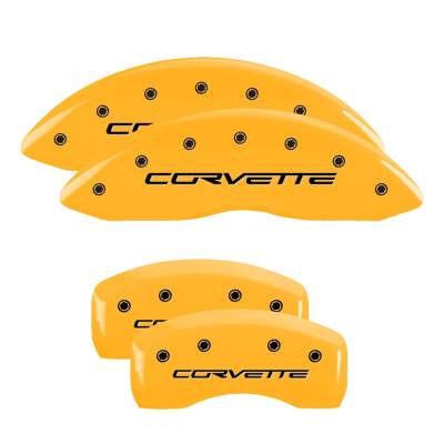 MGP Caliper Covers - MGP Caliper Covers 13008SCV6YL 4PC F/R Yellow for 05-13 Chevy C6/Corvette
