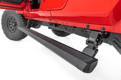 Rough Country Suspension Systems - Rough Country Power Running Boards Black for 20-24 Gladiator JT 44008