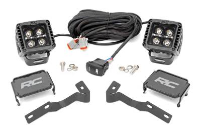 Rough Country Suspension Systems - Rough Country 71083 A-Pillar 2" LED Ditch Light Kit-Spot for 16-23 Toyota Tacoma