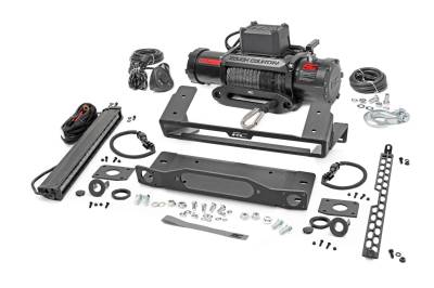 Rough Country Suspension Systems - Rough Country 51099 Winch Mount Kit w/Winch/LED for 21-25 Bronco Steel Bumper