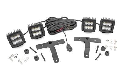 Rough Country Suspension Systems - Rough Country 70822 Cowl Mount Dual 2" LED Light Pod Kit for 18-26 Jeep JL/JT