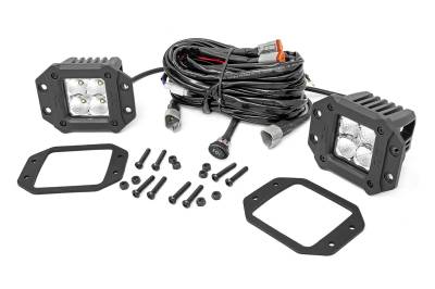 Rough Country Suspension Systems - Rough Country Chrome Series 2" Flush Mount DRL LED Light Pods-Spot 70803DRLA