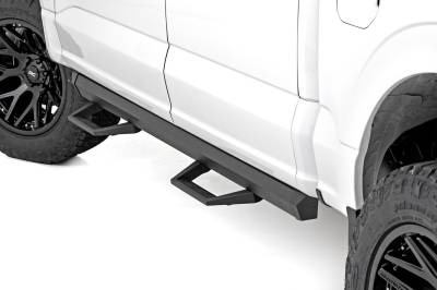 Rough Country Suspension Systems - Rough Country 51141 SRL2 Drop Step Nerf Bars Black for 15-26 F150/Super Duty