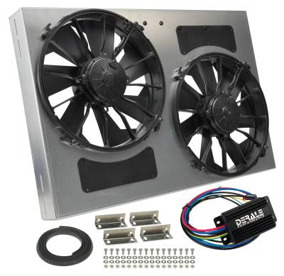 Derale - Derale 66837 PowerPack Dual 12" Electric RAD Fan/Alum Shroud Kit PWM Controller