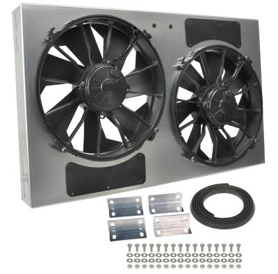 Derale - Derale 16838 Powerpack High Output Dual 12" Electric RAD Fan/Aluminum Shroud Kit