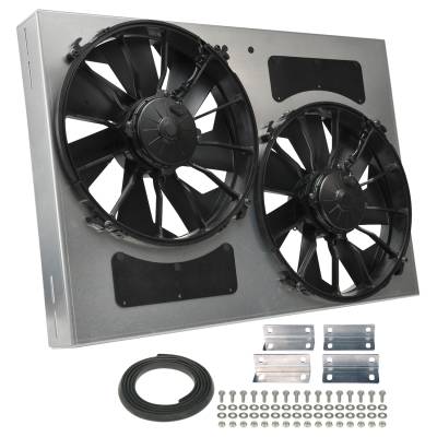 Derale - Derale 16842 Powerpack High Output Dual 12" Electric RAD Fan/Aluminum Shroud Kit
