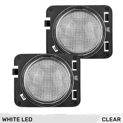 Recon - Recon 264135WHCL LED Front Side Fender Lenses Clear/White for 07-18 Wrangler JK