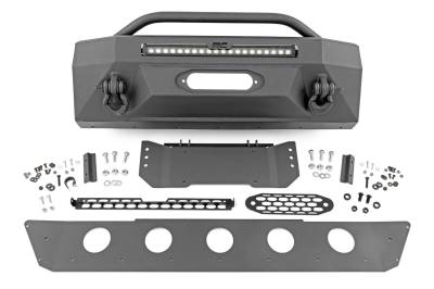 Rough Country Suspension Systems - Rough Country 10744 Hybrid Front Winch Bumper Black for 14-24 Toyota 4Runner