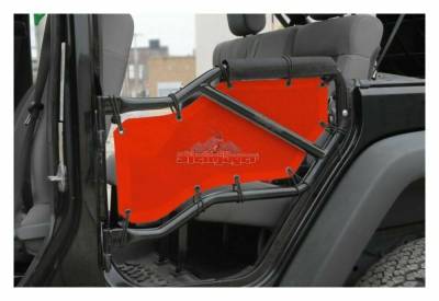 Steinjager - Steinjager Mesh Tube Door Covers Rear Red for Wrangler JK J0041362