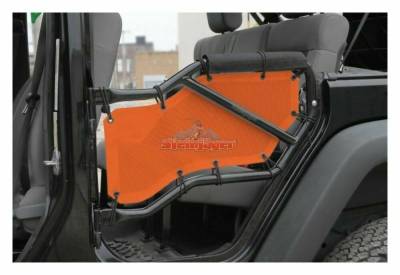 Steinjager - Steinjager Mesh Tube Door Covers Rear-Orange for Wrangler JK J0041355
