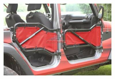 Steinjager - Steinjager Mesh Tube Door Covers Front/Rear Red for Wrangler JK J0041384