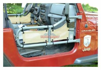Steinjager - Steinjager Mesh Tube Door Covers Front-Gray Sand for Wrangler TJ J0041633