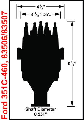 MSD - MSD Ignition 83507 Ready-to-Run Marine Distributor Black for Ford 351C-460