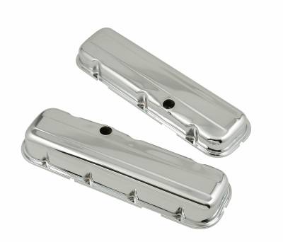Mr Gasket - Mr Gasket 9803 Valve Cover Chrome Plated OEM Height Baffled Pair