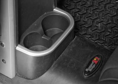 Rugged Ridge - Rugged Ridge 11151.18 Rear Cup Holder Trim Brushed Silver for Jeep Wrangler
