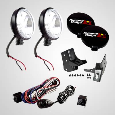 Rugged Ridge - Rugged Ridge 12495.06 Black Windshield Light Mount Kit 97-06 Jeep Wrangler TJ