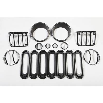 Rugged Ridge - Rugged Ridge 12496.06 Black 17Pc Euro Guard Light Kit 07-18 Jeep Wrangler JK