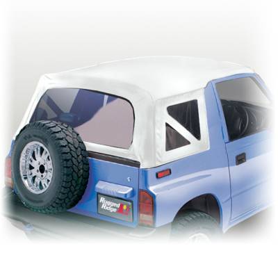 Rugged Ridge - Rugged Ridge 53702.52 Soft Top White Denim Clear Windows 88-94 Suzuki Sidekicks