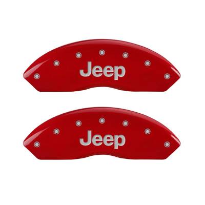 MGP Caliper Covers - MGP Caliper Covers 42009FJEPRD Front Pair Red w/Silver for 97-06 Jeep Wrangler