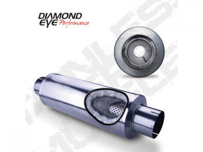 Diamond Eye Performance - Diamond Eye 560031 Muffler 5" Single In Single Out 409 Stainless Steel