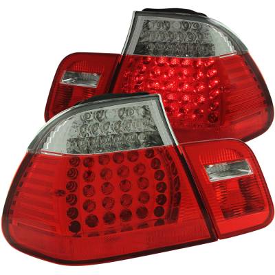 Anzo USA - Anzo USA Chrome LED Red/Clear Lens Taillight Set BMW 3-Series Sedan 321004