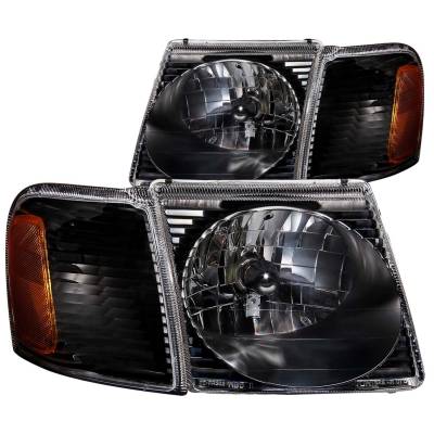 Anzo USA - Anzo USA 111041 Crystal Headlight w/Corners Black for 01-05 Explorer Sport Trac