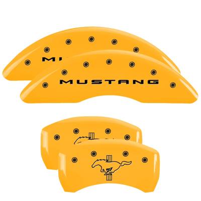 MGP Caliper Covers - MGP Caliper Covers 10201SMB2YL 4PC Engraved F/R MGP Yellow for 15-23 Mustang