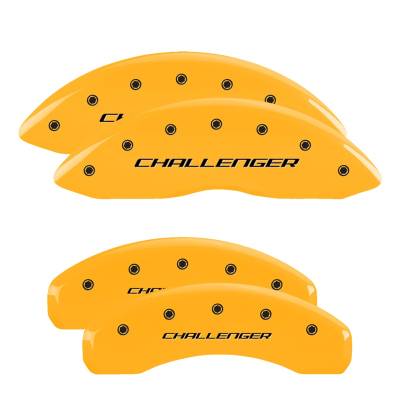 MGP Caliper Covers - MGP Caliper 12088SCLBYL 4PC Engraved F/R Block Yellow for 06-20 Dodge Challenger