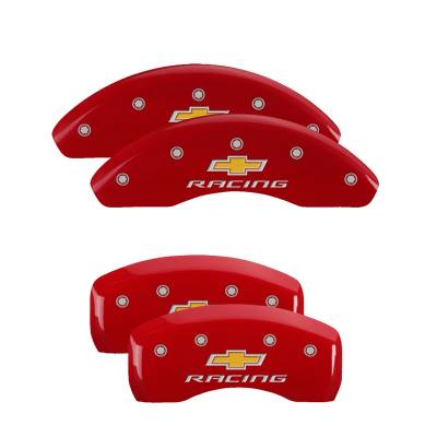 MGP Caliper Covers - MGP Caliper Covers 14246SBRCRD 4PC Engraved F/R Red for 17-21 Chevrolet Bolt EV