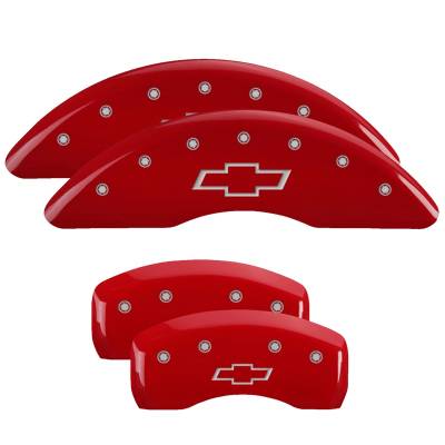 MGP Caliper Covers - MGP Caliper Covers 14250SBOWRD F/R 4pc Engraved Red for 18-19 Chevrolet Traverse