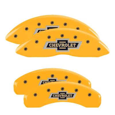 MGP Caliper Covers - MGP Caliper Covers 14252SBANYL 4pc Front/Rear Yellow w/Black 100 Anniversary