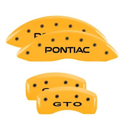 MGP Caliper Covers - MGP Caliper Covers 18029SGTOYL 4PC Engraved Front Pontiac Rear GTO Yellow