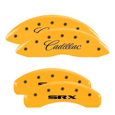 MGP Caliper Covers - MGP Caliper Covers 35004SSRXYL F/R 4pc Engraved Yellow for 12-16 Cadillac SRX