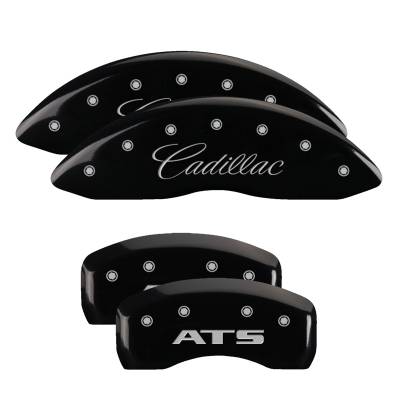 MGP Caliper Covers - MGP Caliper Covers 35007SATSBK 4pc Engraved Front/Rear for 13-18 Cadillac ATS