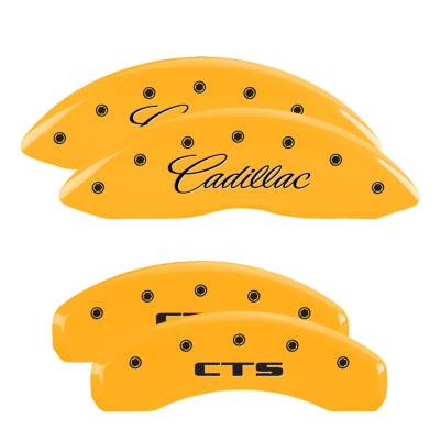 MGP Caliper Covers - MGP Caliper Covers 35011SCTSYL F/R 4pc Engraved Yellow for 08-13 Cadillac CTS
