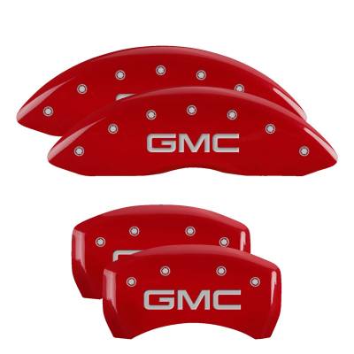 MGP Caliper Covers - MGP Caliper Covers 34218SGMCRD 4pc Engraved Front/Rear Red for 18-24 GMC Terrain