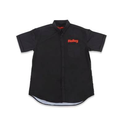 Holley - Holley 10437-LGHOL Button Short Sleeve Large Black