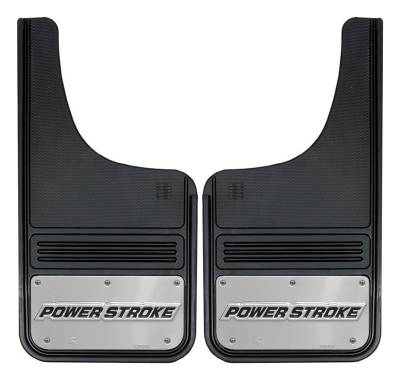Gatorback - Gatorback 12"x23" Cut-Style Black Mud Flaps Powerstroke Logo GB1223CUTP