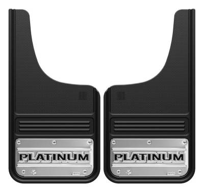 Gatorback - Gatorback 12"x23" Cut-Style Black Mud Flaps Platinum Logo GA1223CUTPL