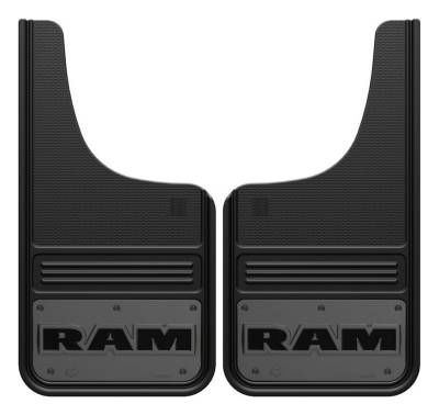 Gatorback - Gatorback 12"x23" Cut-Style Black Mud Flaps for Ram Text Logo GM1223CUTRT